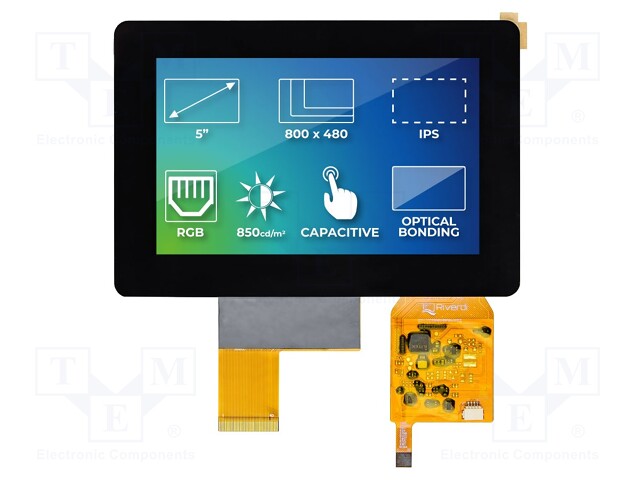 TFT NÄYTTÖ - 5" - 800X480 - VALAISTUS: LED - KOOT: 136X92,8X5,4MM - TFT-näytöt - SM-RVT50HQTNWC00-B - 1