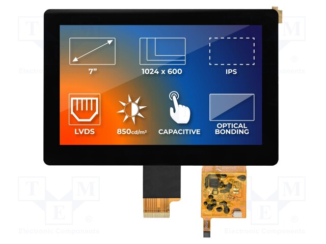 TFT NÄYTTÖ - 7" - 1024X600 - VALAISTUS: LED - KOOT: 179,96X119X8,15MM - TFT-näytöt - SM-RVT70HSLNWC00-B - 1