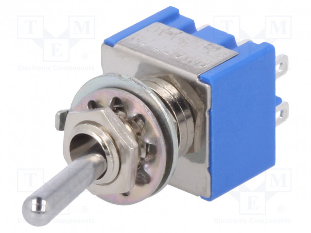 VIPUKYTKIN - ASENNOT: 3 - DP3T - ON-OFF-ON - 6A/125VAC - LÄHDÖT: JUOTTOON - Vipukytkimet - MS-500H-B - 1