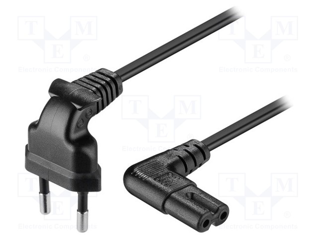 KAAPELI - 2X0,75MM2 - PVC - 0,3M - MUSTA - 2,5A - 250V - Tietokone- ja  laitejohdot - SN15-0207003B - 1