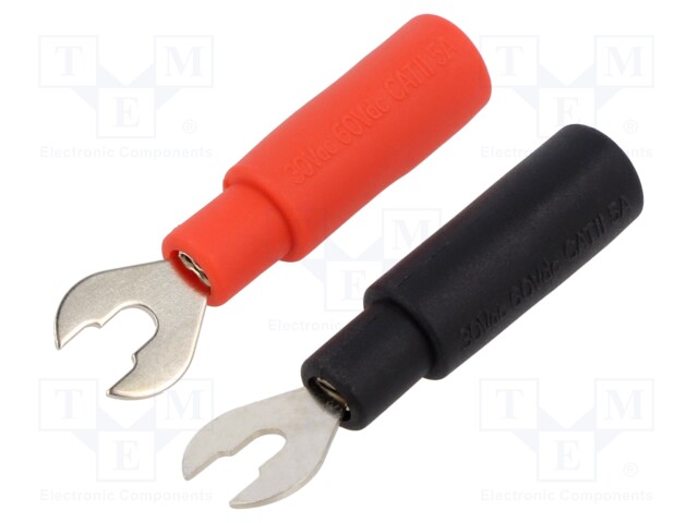 HAARUKKALIITIN-60VDC - 5A - MUSTA,PUNAINEN - 30VAC - 2KPL - 2MM - Haarukkaliittimet - CT3945B - 1