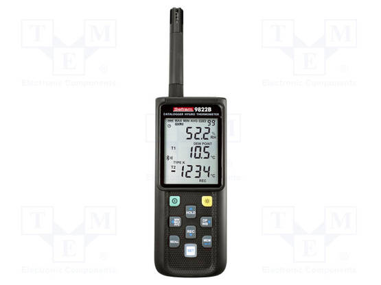 DATALOGGERI - LCD NÄYTTÖ - ±(0,1%+0,7°C) - 187X75X29MM - YKSIKKÖ: °C - Kosteusmittarit - SEFRAM9822B - 1