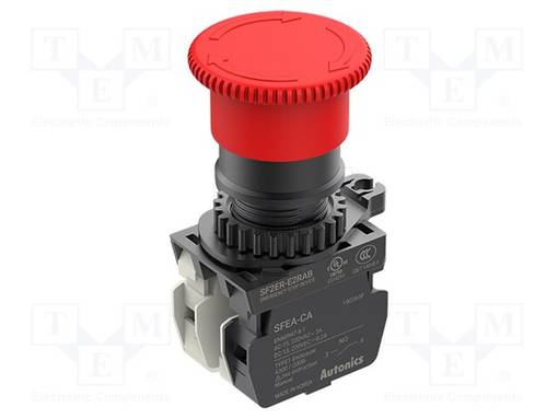 HÄTÄKYTKIN - 22MM - ASENNOT: 2 - NC X2 + NO - PUNAINEN - Taulukytkimet, standardi 22mm - SF2ER-E2RA2B - 1