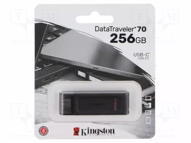 PENDRIVE - USB 3.2 GEN 1 - 256GB - DATATRAVELER 70 - MUSTA - USB C - USB muistit - DT70256GB - 1