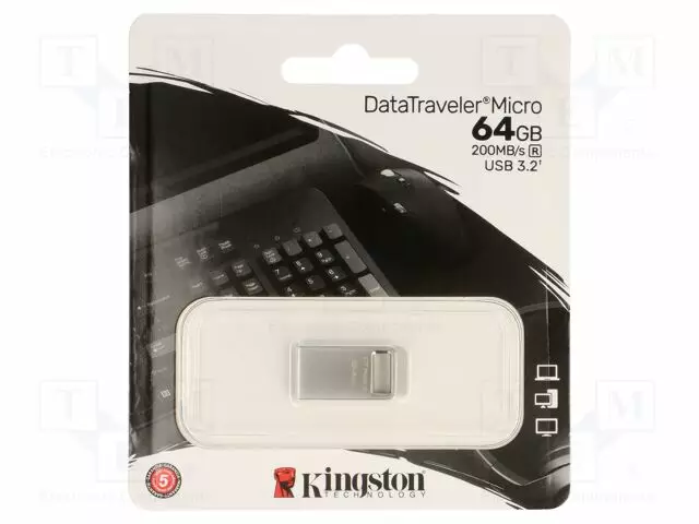 PENDRIVE - USB 3.2 GEN 1 - 64GB - R: 200MB/S - DATATRAVELER MICRO - USB muistit - DTMC3G264GB - 1