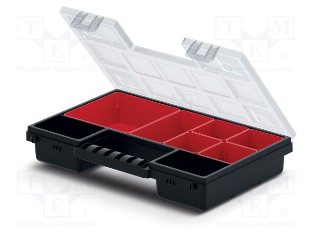 SÄILIÖ: KOLLEKTIIVI - LAATIKOIDEN KANSSA - MUSTA - 287X186X50MM - Säiliöt ja rasiat - KNO30205B - 1