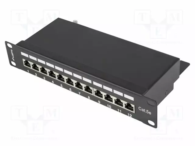 PATCH PANEL - MUSTA - PORTTIEN LUKU: 12 - 10" - CAT: 5E - RACK 10" - RACK - Tietokonetarvikkeet - muut - PPF5-9012-B - 1