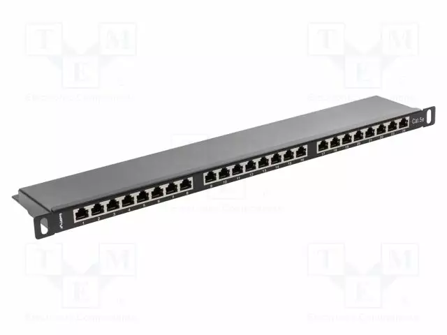 PATCH PANEL - MUSTA - PORTTIEN LUKU: 24 - 19" - CAT: 5E - RACK 19" - RACK - Tietokonetarvikkeet - muut - PPS5-0024-B - 1
