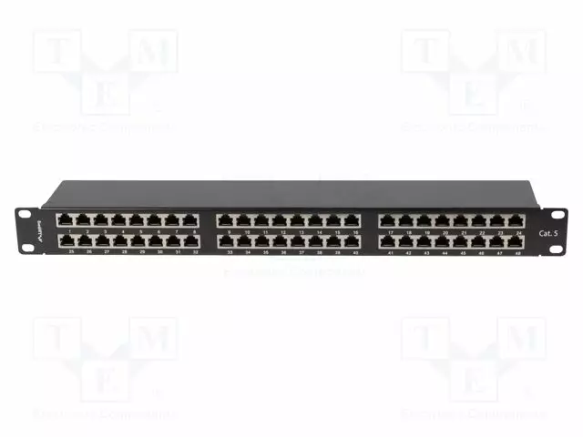 PATCH PANEL - MUSTA - PORTTIEN LUKU: 48 - 19" - CAT: 5E - RACK 19" - RACK - Tietokonetarvikkeet - muut - PPS5-1048-B - 1