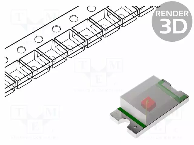 LED - PUNAINEN - SMD - 0603 - 8÷65MCD - 1,6÷2,6VDC - 1,6X0,8X0,7MM - 140° - Pintaliitos LED - RF-RUB190TS-CA-B - 1