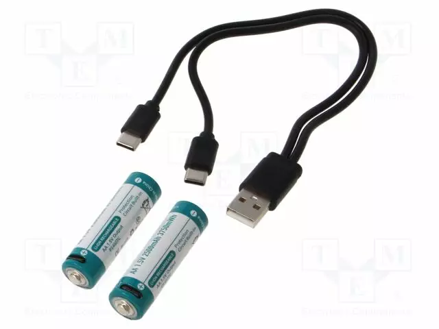 AKKU: LI-ION - 14500,AA - 1,5V - 2500MAH - Ø14,4X50MM - Akut - P1450TC-USB - 1