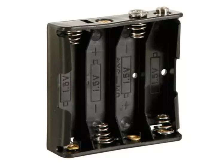 BATTERY HOLDER FOR 4 x AA-CELL (WITH SNAP TERMINALS) - Paristopitimet, liittimet ja tarvikkeet - BH341B - 1