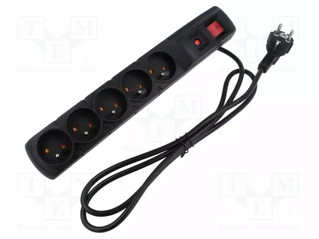 JATKOJOHTO: SUOJAUS-PISTORASIAT: 5 - 230VAC - 10A - MUSTA - Tietokonetarvikkeet - muut - ACAR-F5-PRO-1.5B - 1