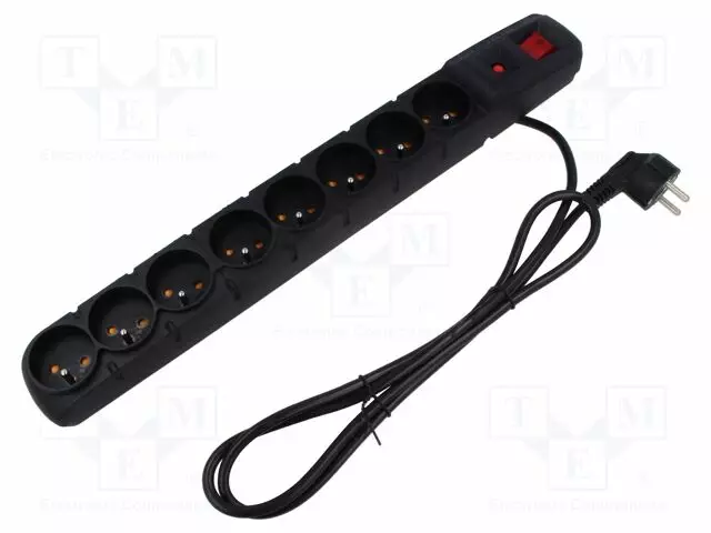 JATKOJOHTO: SUOJAUS-PISTORASIAT: 8 - 230VAC - 10A - MUSTA - Tietokonetarvikkeet - muut - ACAR-S8-PRO-1.5B - 1