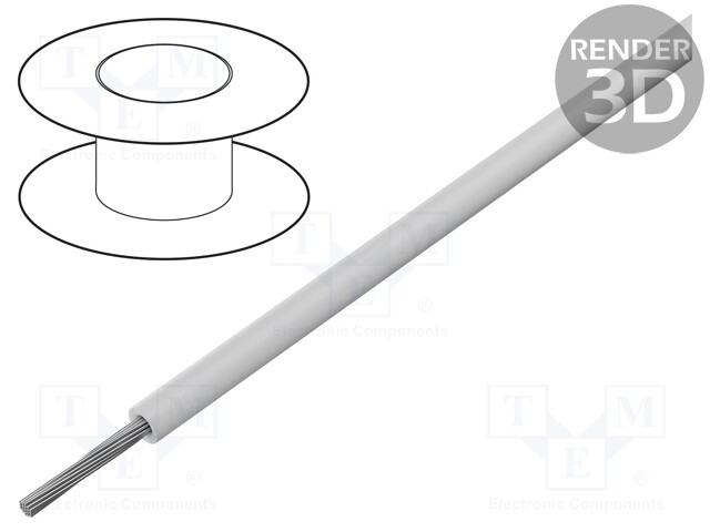 JOHTO - CU - 26AWG - PFA - VALKOINEN - 600V 1X26AWG - 500FT - Yksisäikeiset asennuskaapelit - UCA-2619-WH-B - 1