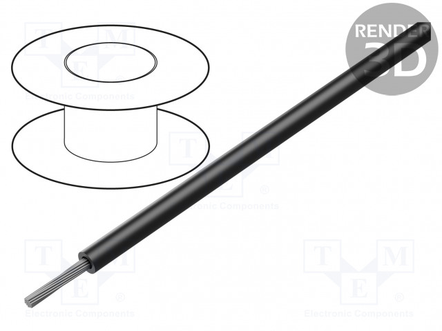 JOHTO - CU - 28AWG - PFA - MUSTA - 600V CPR: EI LUOKITUSTA - Yksisäikeiset asennuskaapelit - UCA-2819-BK-B - 1