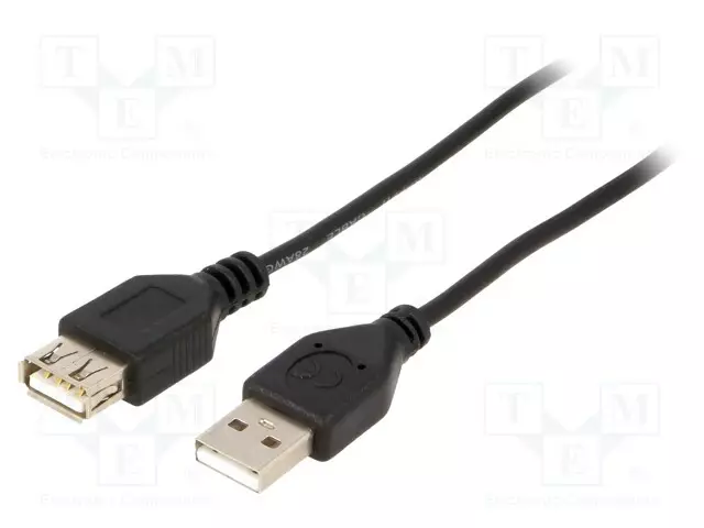 KAAPELI - USB 2.0 - USB A RASIA,USB A PISTOKE - 0,75M - MUSTA - PVC - USB kaapelit ja adapterit - CC-USB2-AMAF-753B - 1