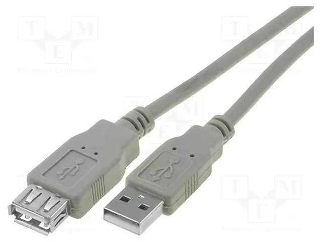 KAAPELI - USB 2.0 - USB A RASIA,USB A PISTOKE - NIKKELÖITY - 3M - PVC - USB kaapelit ja adapterit - CU202-030-PB - 1