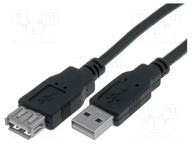 KAAPELI - USB 2.0 - USB A RASIA,USB A PISTOKE - NIKKELÖITY - 5M - PVC - USB kaapelit ja adapterit - CU202-B-050-PB - 1