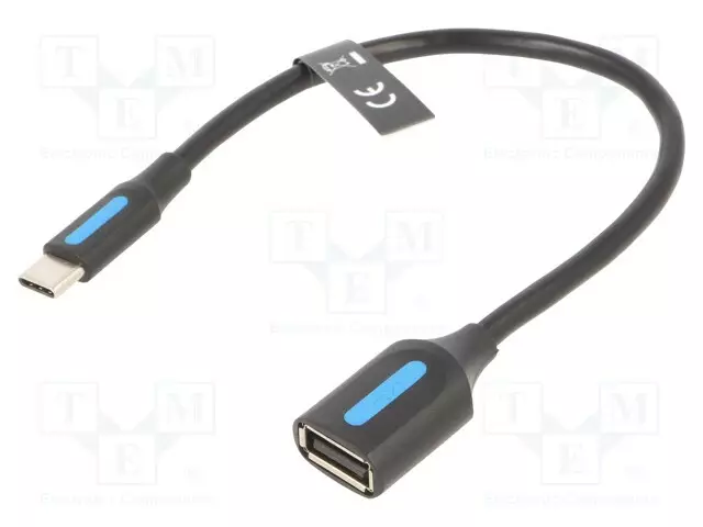 KAAPELI - USB 2.0 - USB A RASIA,USB C PISTOKE - NIKKELÖITY - 0,15M - USB kaapelit ja adapterit - CCSBB - 1