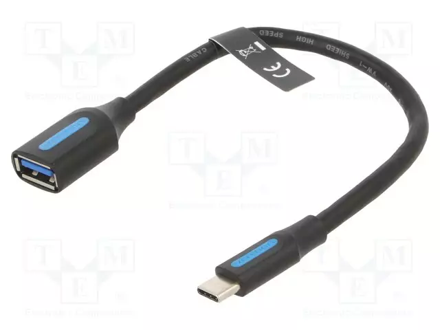 KAAPELI - USB 3.0 - USB A RASIA,USB C PISTOKE - NIKKELÖITY - 0,15M - USB kaapelit ja adapterit - CCVBB - 1