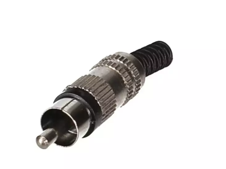 MALE RCA PLUG - NICKEL - BLACK - Ø4mm - Plugit ja jakit - CA116B - 1