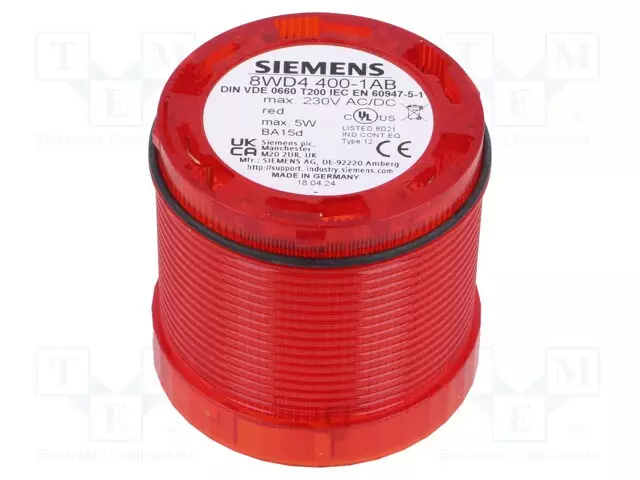 AUTOMATION MODULE: LIGHT SIGNALLER - PUNAINEN - BULB BA15D - 12÷240VDC - Teollisuuden merkinantolaitteet - 8WD4400-1AB - 1