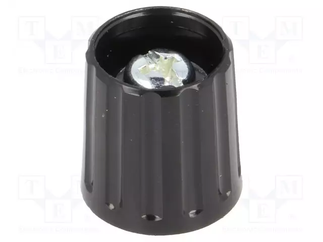 NUPPI - POLYAMIDI - ØAKSELIN: 6MM - Ø15X16,3MM - MUSTA - AKSELI: SILEÄ - Potentiometrien nupit - G15G-B - 1
