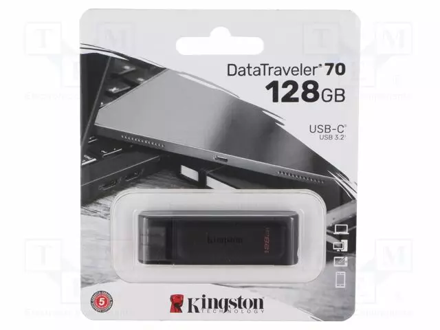 PENDRIVE - USB 3.2 GEN 1 - 128GB - DATATRAVELER 70 - MUSTA - USB C - USB muistit - DT70128GB - 1