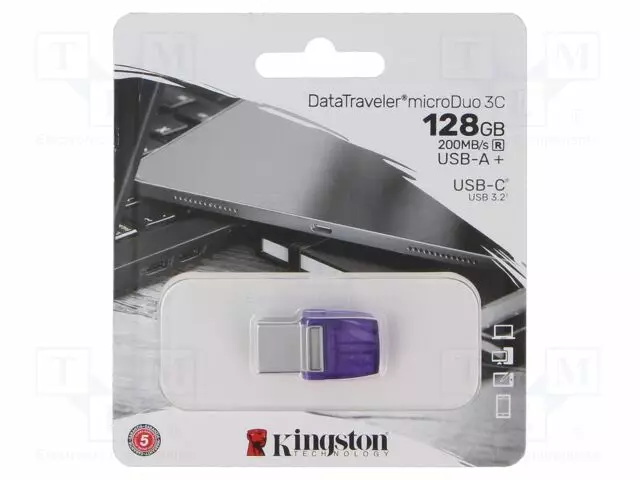 PENDRIVE - USB 3.2 GEN 1 - 128GB - R: 200MB/S - VIOLETTI - USB A,USB C - USB muistit - DTDUO3CG3128GB - 1