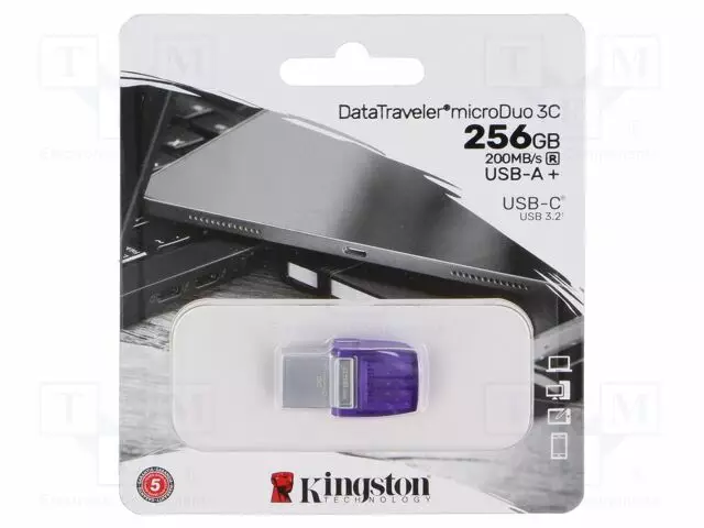 PENDRIVE - USB 3.2 GEN 1 - 256GB - R: 200MB/S - VIOLETTI - USB A,USB C - USB muistit - DTDUO3CG3256GB - 1