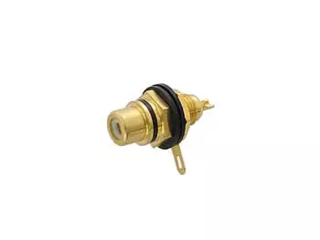 RCA PLUG FEMALE BLACK, GOLD-PLATED, ISOLATED, CHASSIS MOUNT - Plugit ja jakit - CA057B - 1