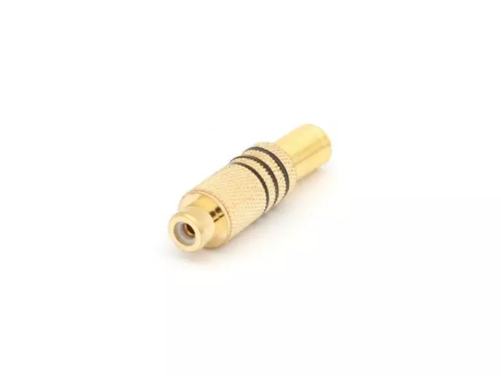 RCA PLUG FEMALE BLACK, TIP AND HOUSING GOLD-PLATED, SPRING CABLE GUIDE Ø6mm - Plugit ja jakit - CA059B - 1
