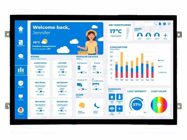 TFT NÄYTTÖ - 12,1" - 1280X800 - VALAISTUS: LED - RGB - 850CD/M2 - 7÷14VDC - Älykkäät näytöt - RVT121HVHFWCA0-B - 1