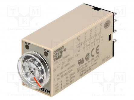 AUTOMATION MODULE: TIMER - 0,1S÷10MIN - 4PDT - 250VAC/3A - H3YN - IP40 - Aikareleet ja ajastimet - H3YN-4-100-120AC - 1
