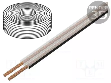 KAIUTINKAAPELI - TLYP - 2X0,75MM2 - CU - LÄPINÄKYVÄ - 150VAC - Kaiutinkaapelit - PKT0018AC - 1