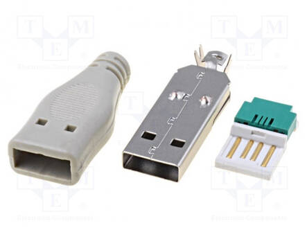 LIITIN: USB A - PISTOKE - JOHTOON - IDC - SUOJAN KANSSA - USB 2.0 - USB liittimet - USBA-PLUGIDC - 1