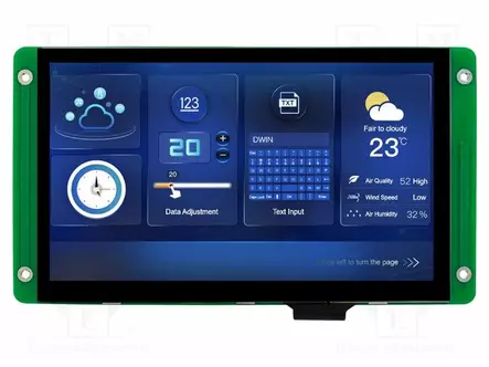 TFT NÄYTTÖ - 7" - 1024X600 - VALAISTUS: LED - 32MBFLASH - RGB - 650CD/M2 - Älykkäät näytöt - DMG10600T070-09WTC - 1