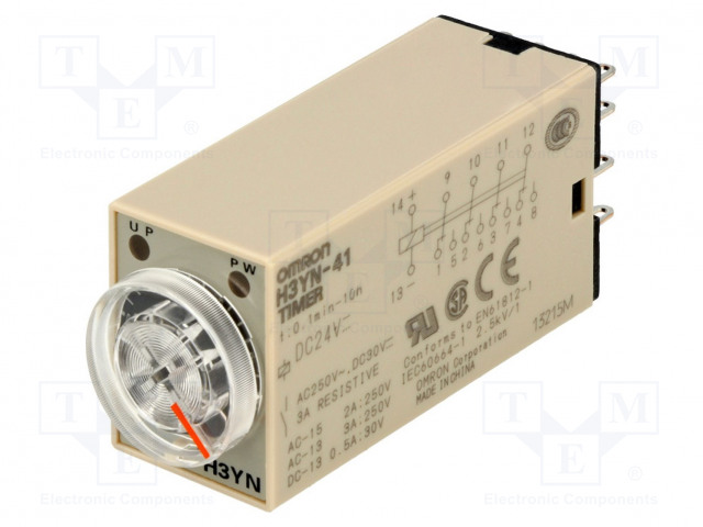 AUTOMATION MODULE: TIMER - 0,1MIN÷10H - 4PDT - 250VAC/3A - 24VDC - H3YN - Aikareleet ja ajastimet - H3YN-41-24DC - 1