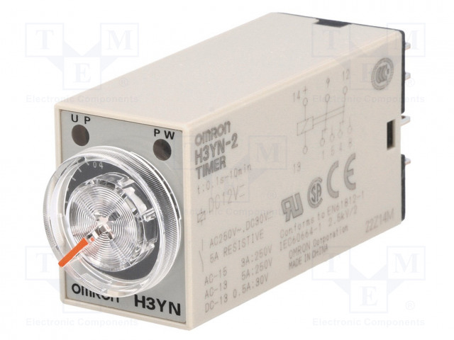AUTOMATION MODULE: TIMER - 0,1S÷10MIN - DPDT - 250VAC/5A - 12VDC - H3YN - Aikareleet ja ajastimet - H3YN-2-12DC - 1