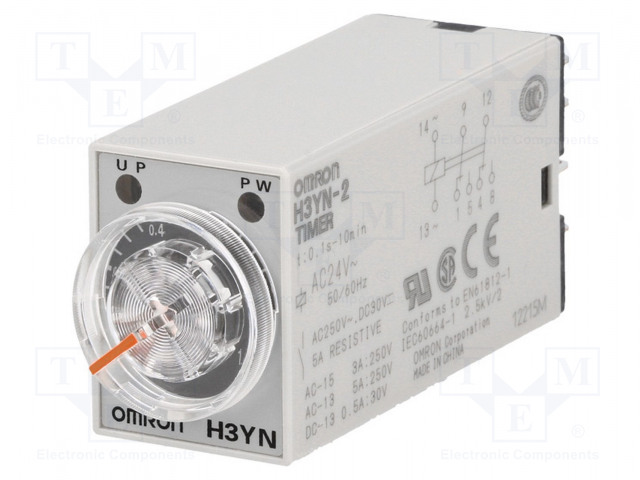 AUTOMATION MODULE: TIMER - 0,1S÷10MIN - DPDT - 250VAC/5A - USUP: 24VAC - Aikareleet ja ajastimet - H3YN-2-24AC - 1
