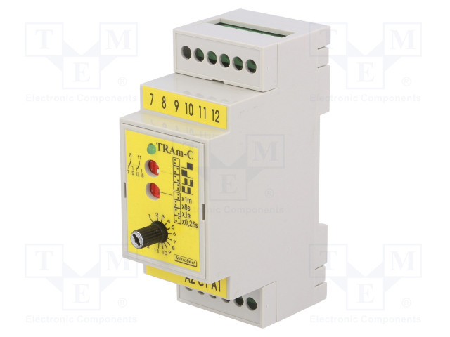 AJASTIN - 0,25S÷12MIN - DPDT - 250VAC/8A,24VDC/8A - UVIRT: 24VDC - TRA - Aikareleet ja ajastimet - TRAM-C - 1
