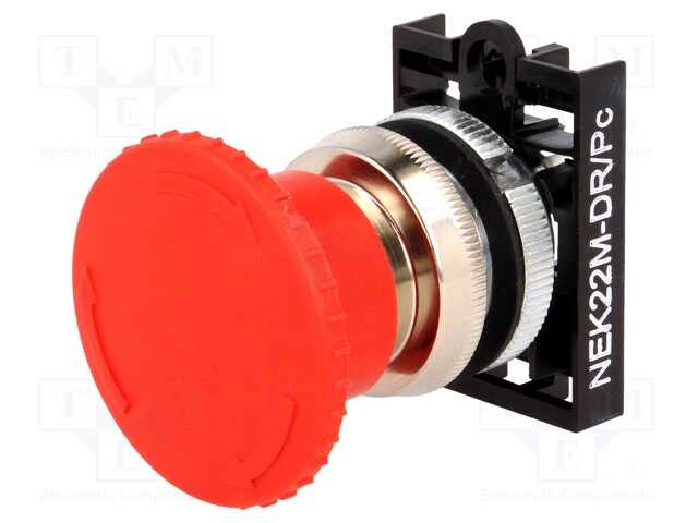 HÄTÄKYTKIN - 22MM - ASENNOT: 2 - PUNAINEN - IP55 - SIENI- - Taulukytkimet, standardi 22mm - NEK22M-DRPC - 1