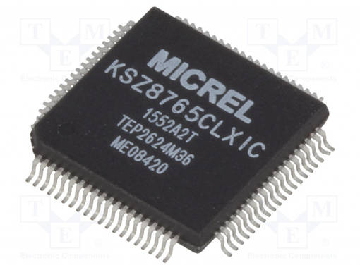 IC: ETHERNET SWITCH - 10/100BASE-T - MDC,MDI,MDI-X,MDIO,MII,RMII - Mikropiirit - ETHERNET liitäntä - KSZ8765CLXIC - 1