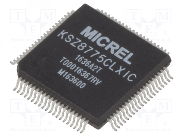 IC: ETHERNET SWITCH - 10/100BASE-T - MDC,MDI,MDI-X,MDIO,MII,RMII - Mikropiirit - ETHERNET liitäntä - KSZ8775CLXIC - 1