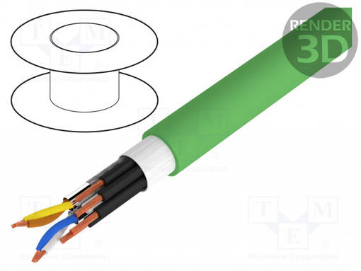 DATAKAAPELI - HELUKAT® PROFINET B,HYBRIDI-VIHREÄ - LANKA - Teollisuuden Ethernet-kaapelit - HELUKAT-HYB-B-FRNC - 1
