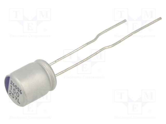 KONDENSAATTORI: HYBRIDI-THT - -55÷125°C - ±20% - Ø6,3X7,5MM - 150UF - THT-hybridikondensaattorit - YL1E157M6L07MPC - 1