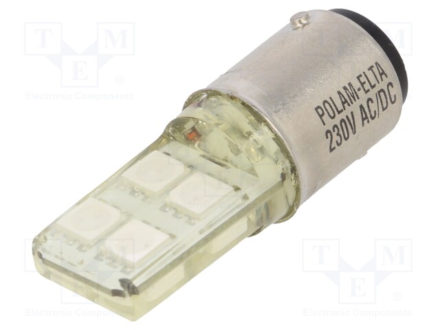 LED LAMPPU - KELTAINEN - BA15D - 230VAC - Merkkivalot ja pienoislamput - LY-S-BA15D-230AC - 1