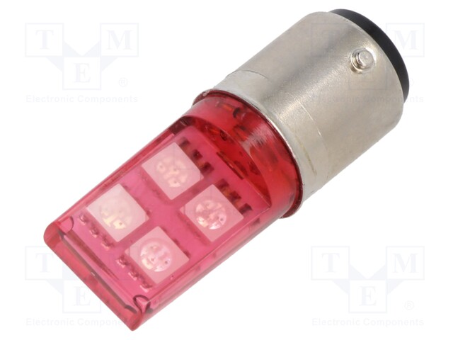 LED LAMPPU - PUNAINEN - BA15D - 230VAC - Merkkivalot ja pienoislamput - LR-S-BA15D-230AC - 1