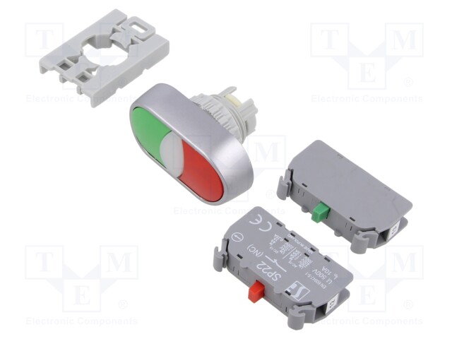 PAINOKYTKIN - 22MM - ASENNOT: 1 - NC + NO - EI OLE - IP65 - Taulukytkimet, standardi 22mm - SP22-2KL-11-Z-C - 1